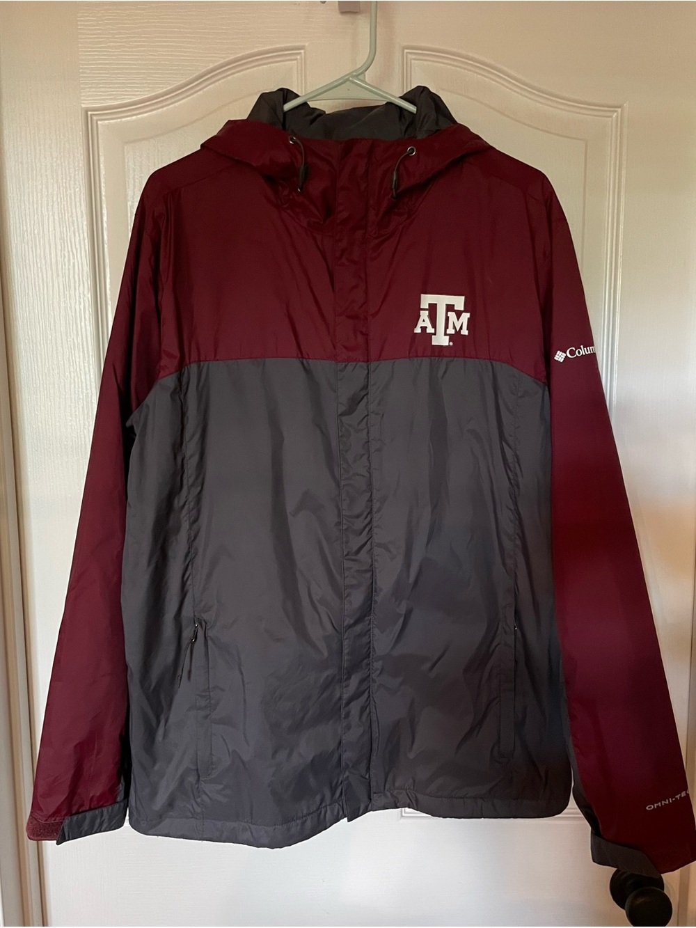 Texas A&M Columbia Maroon and Gray Hooded Rain/Wind Jacket